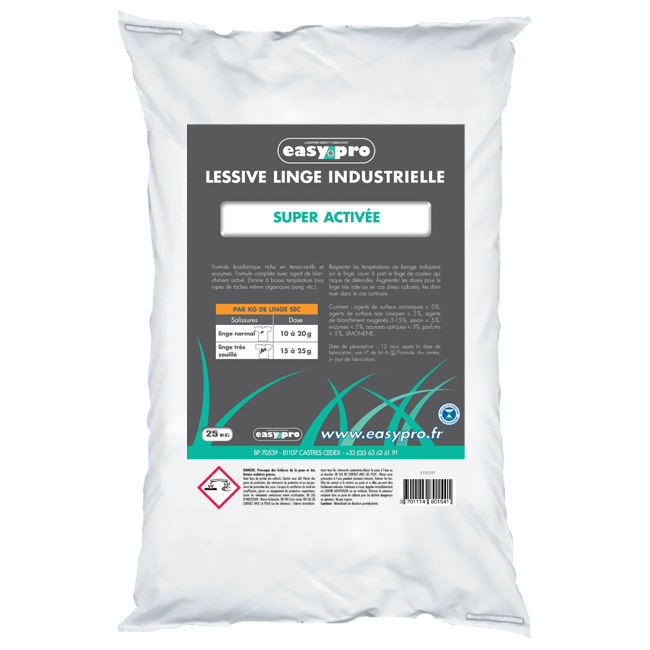 Lessive avec agents de blanchiment actifs ultra concentrée super activée