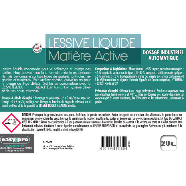 lessive liquide professionnelle pour dosage automatique