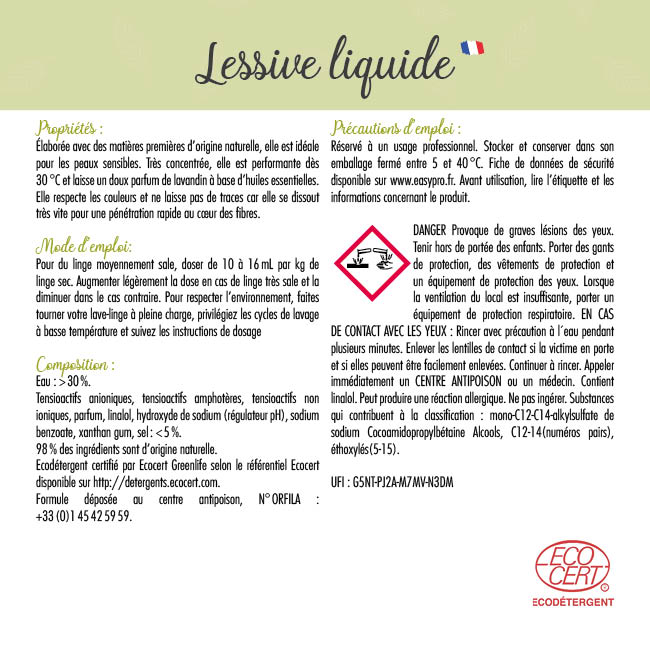 Lessive liquide ecocert gros volumes