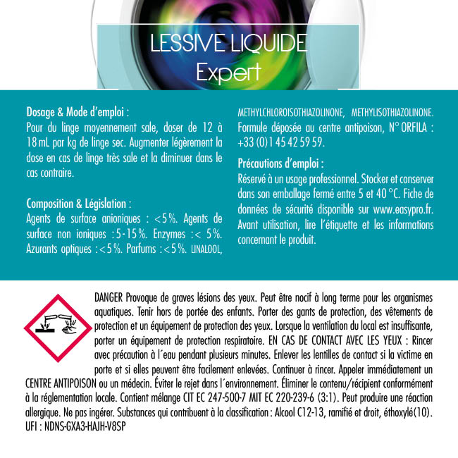 Lessive liquide expert usage professionnel