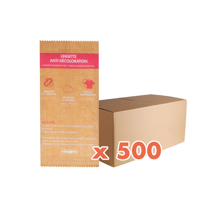 Lingettes anti-décoloration vendues par étuis