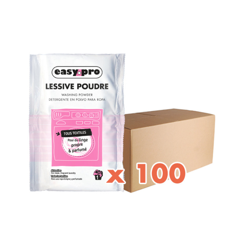 Carton de 100 doses de lessive en poudre pour les laveries
